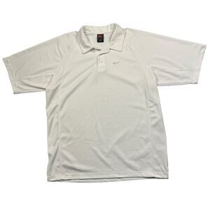 Vintage Nike Shirt Men's XL Polo Dri-fit Short‎ Sleeve White Silver Stretch